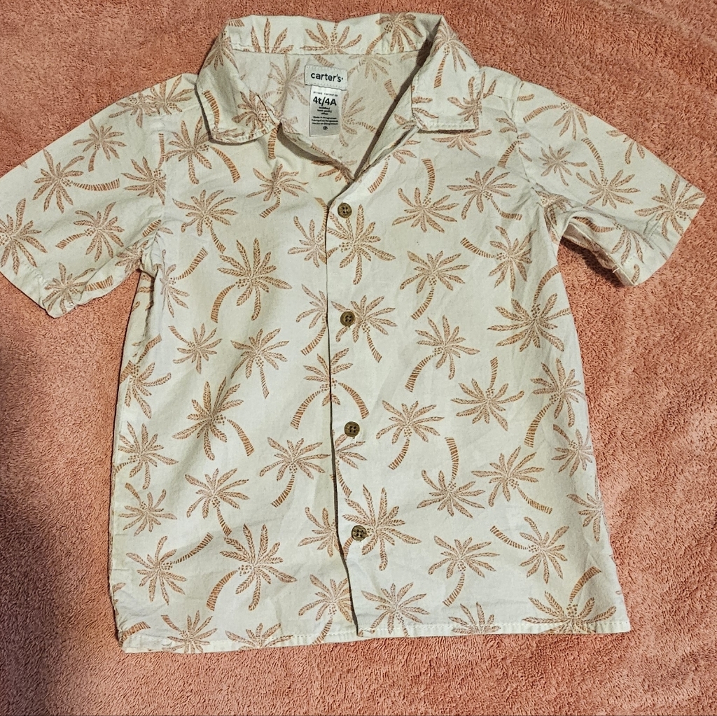 Carter's Coral Palm Print Button-Up Shirt. #120